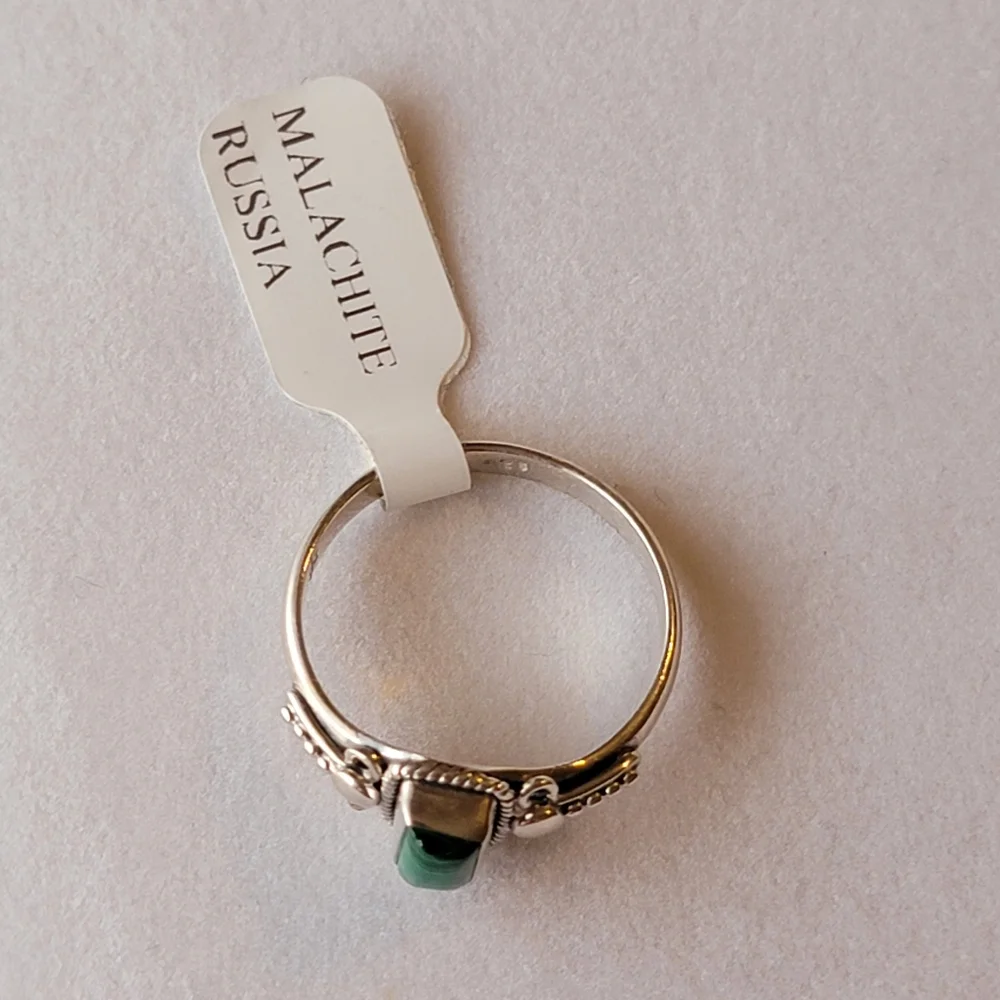 Malachite Sterling Silver Orion Ring Dainty Filigree Gemstone